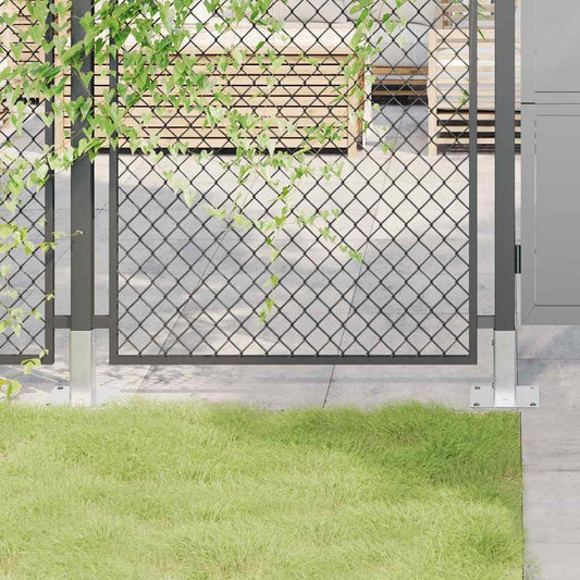 Basi per Pali Quadrate 12 pz Argento 51x51 mm Acciaio Zincato | homemem39