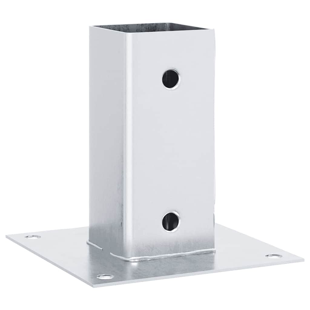 Basi per Pali Quadrate 4 pz Argento 61x61 mm in Acciaio Zincato | homemem39