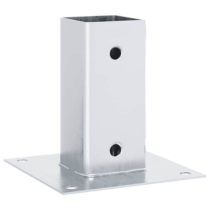 Basi per Pali Quadrate 4 pz Argento 61x61 mm in Acciaio Zincato | homemem39
