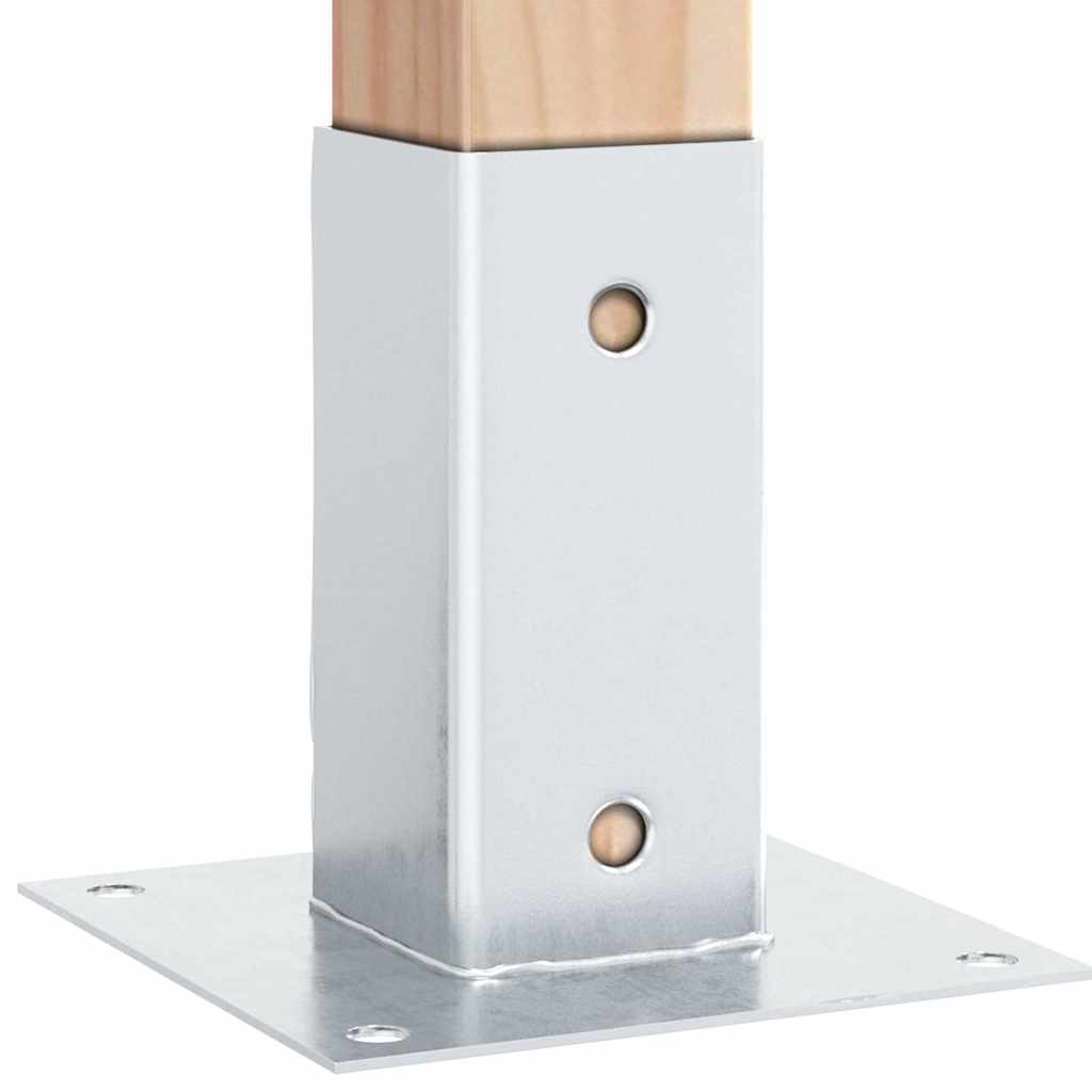 Basi per Pali Quadrate 4 pz Argento 61x61 mm in Acciaio Zincato | homemem39