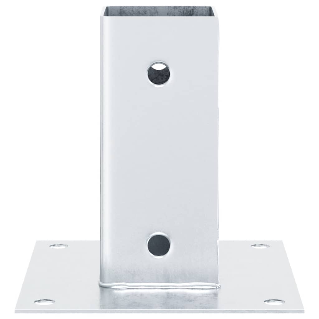 Basi per Pali Quadrate 4 pz Argento 61x61 mm in Acciaio Zincato | homemem39