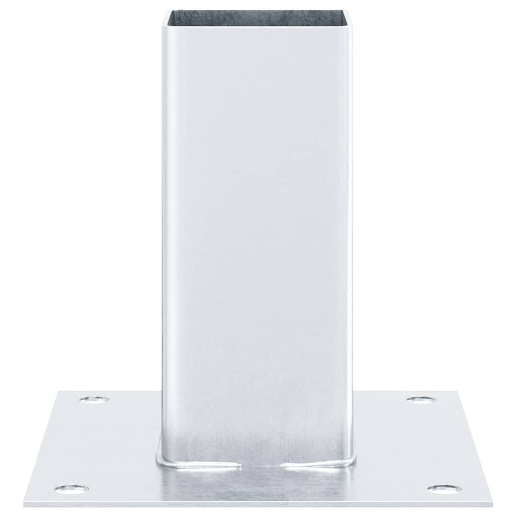 Basi per Pali Quadrate 4 pz Argento 61x61 mm in Acciaio Zincato
