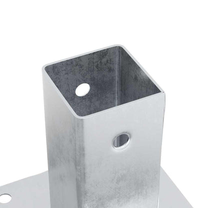 Basi per Pali Quadrate 4 pz Argento 61x61 mm in Acciaio Zincato | homemem39