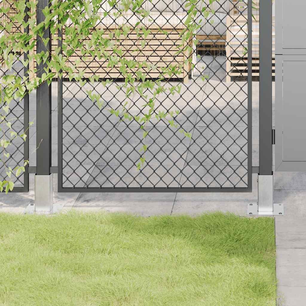 Basi per Pali Quadrate 4 pz Argento 61x61 mm in Acciaio Zincato | homemem39