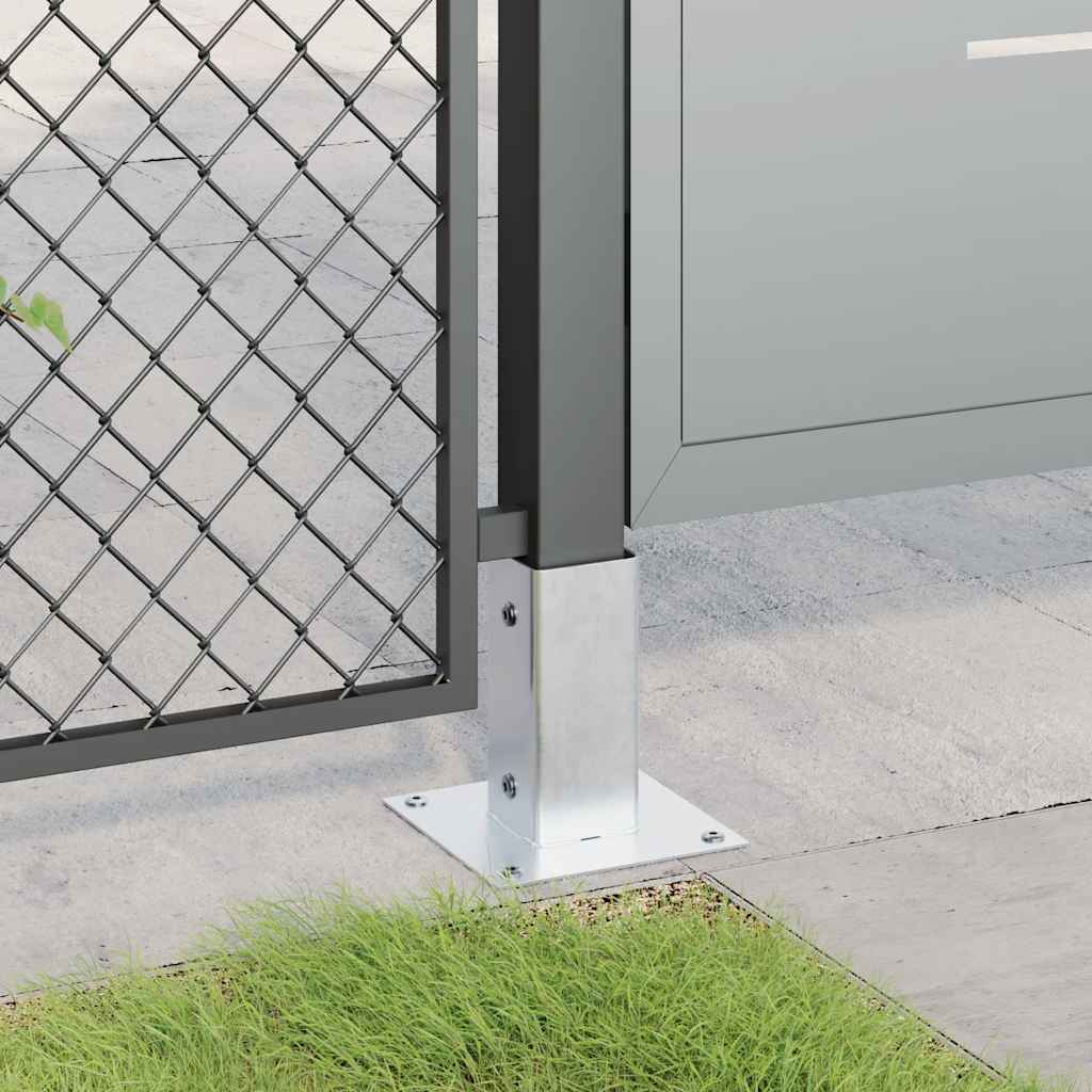 Basi per Pali Quadrate 12 pz Argento 61x61 mm Acciaio Zincato | homemem39