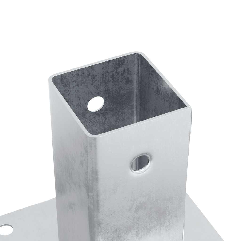 Basi per Pali Quadrate 12 pz Argento 61x61 mm Acciaio Zincato | homemem39