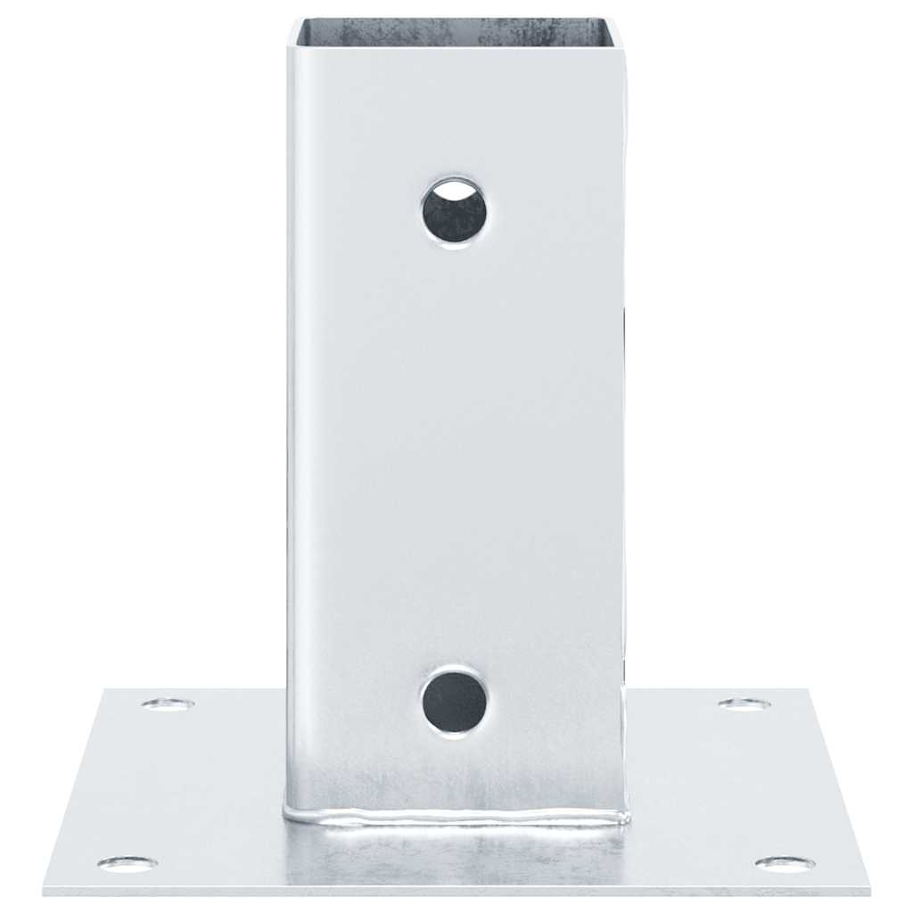 Basi per Pali Quadrate 4 pz Argento 71x71 mm in Acciaio Zincato | homemem39