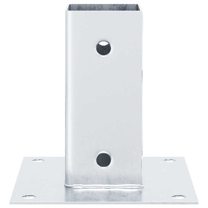 Basi per Pali Quadrate 4 pz Argento 71x71 mm in Acciaio Zincato