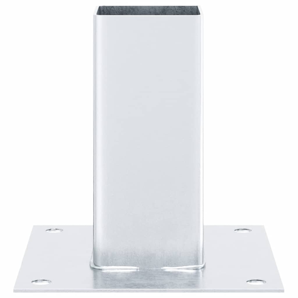 Basi per Pali Quadrate 4 pz Argento 71x71 mm in Acciaio Zincato | homemem39