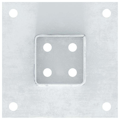 Basi per Pali Quadrate 4 pz Argento 71x71 mm in Acciaio Zincato