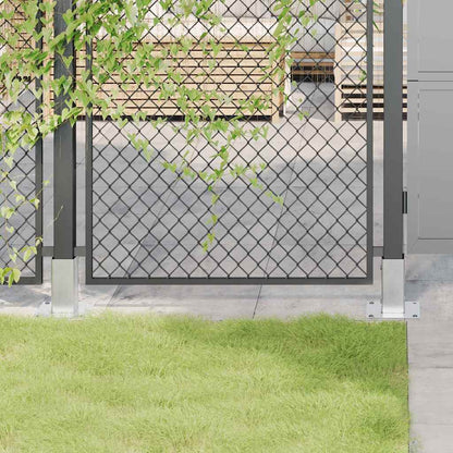 Basi per Pali Quadrate 4 pz Argento 71x71 mm in Acciaio Zincato | homemem39