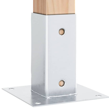 Basi per Pali Quadrate 12 pz Argento 71x71 mm Acciaio Zincato