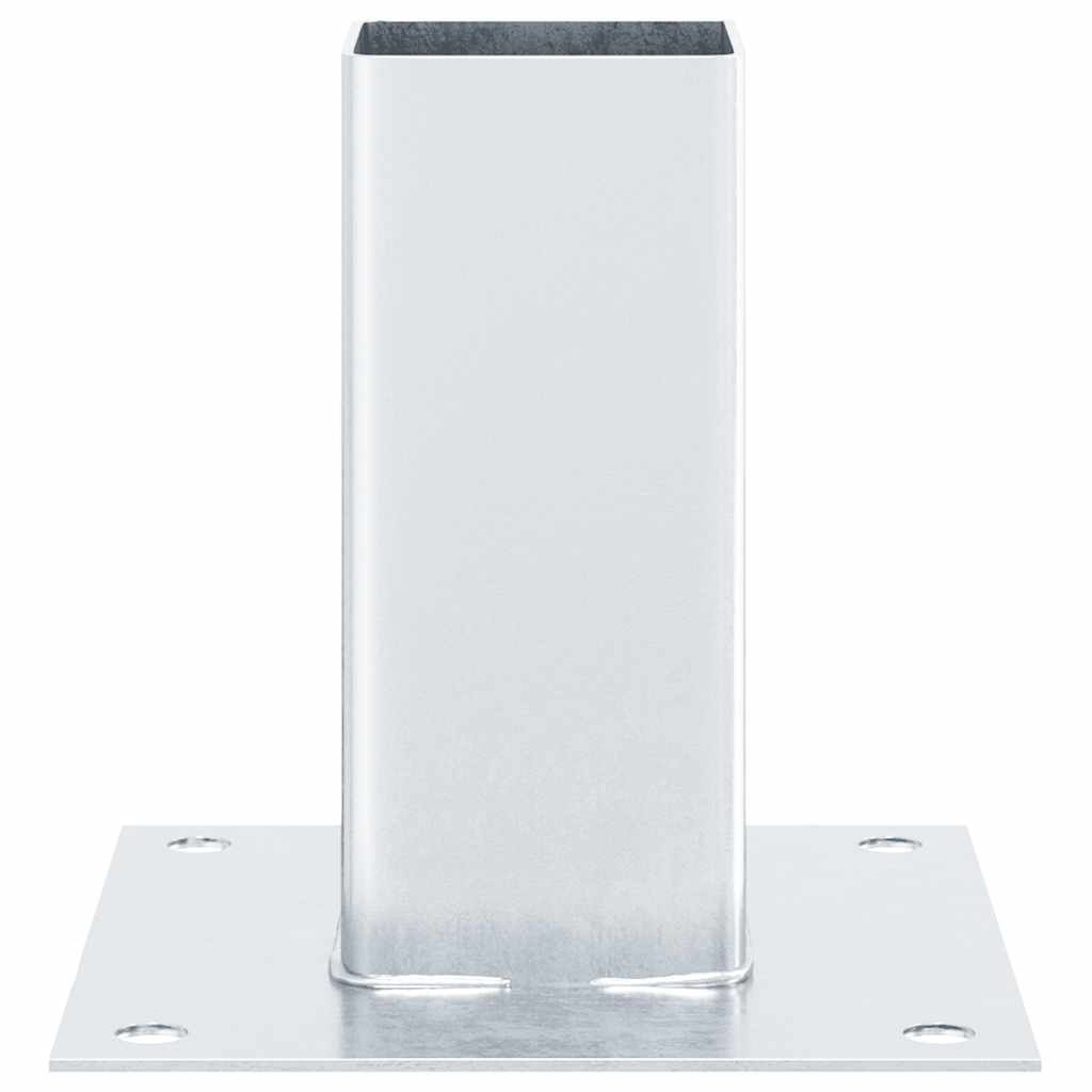Basi per Pali Quadrate 12 pz Argento 71x71 mm Acciaio Zincato | homemem39