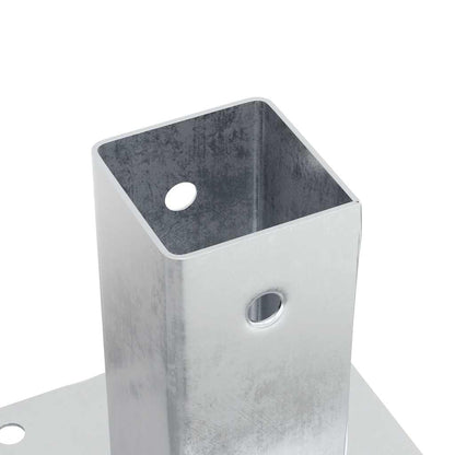 Basi per Pali Quadrate 12 pz Argento 71x71 mm Acciaio Zincato | homemem39