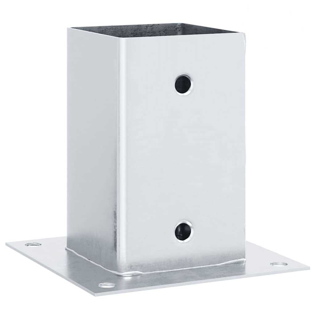 Basi per Pali Quadrate 4 pz Argento 81x81 mm in Acciaio Zincato | homemem39