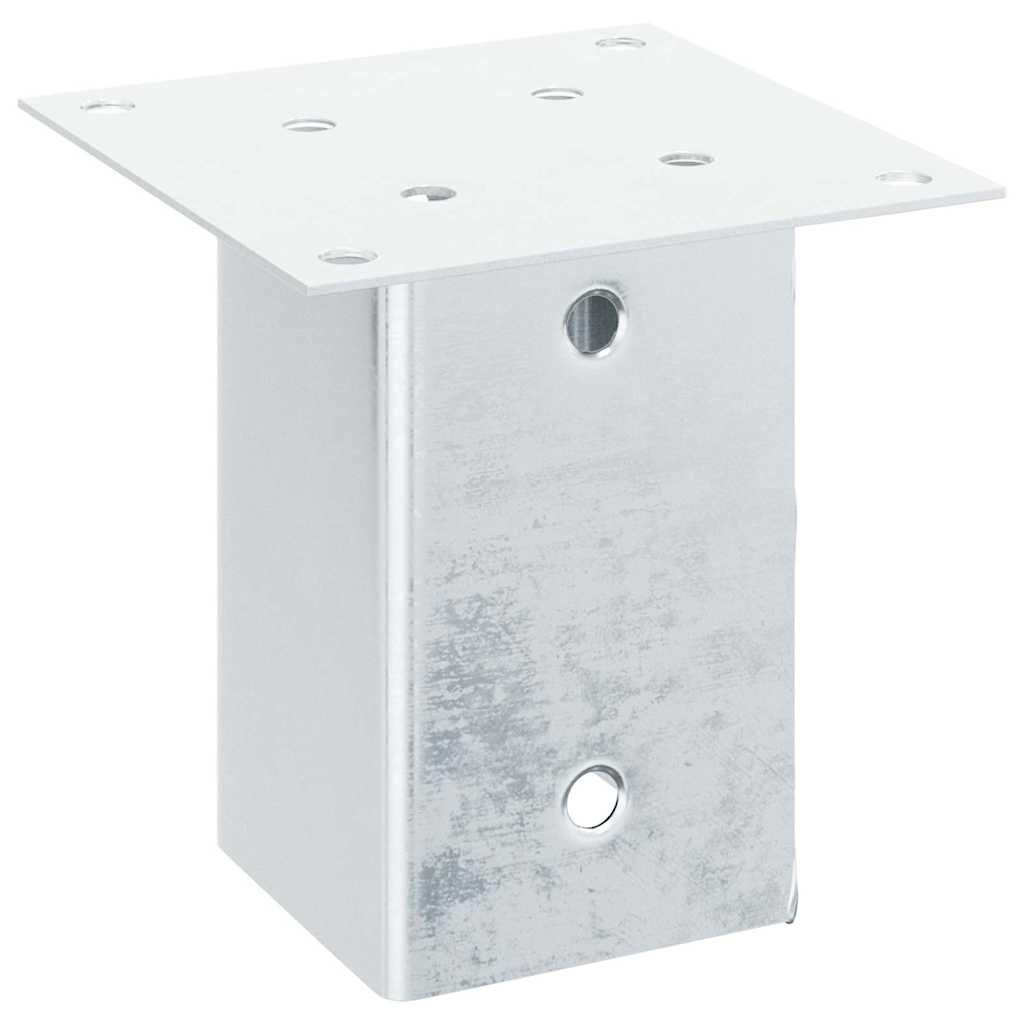 Basi per Pali Quadrate 4 pz Argento 81x81 mm in Acciaio Zincato | homemem39