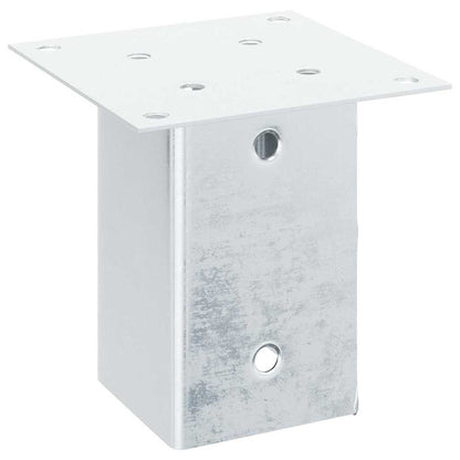 Basi per Pali Quadrate 4 pz Argento 81x81 mm in Acciaio Zincato | homemem39