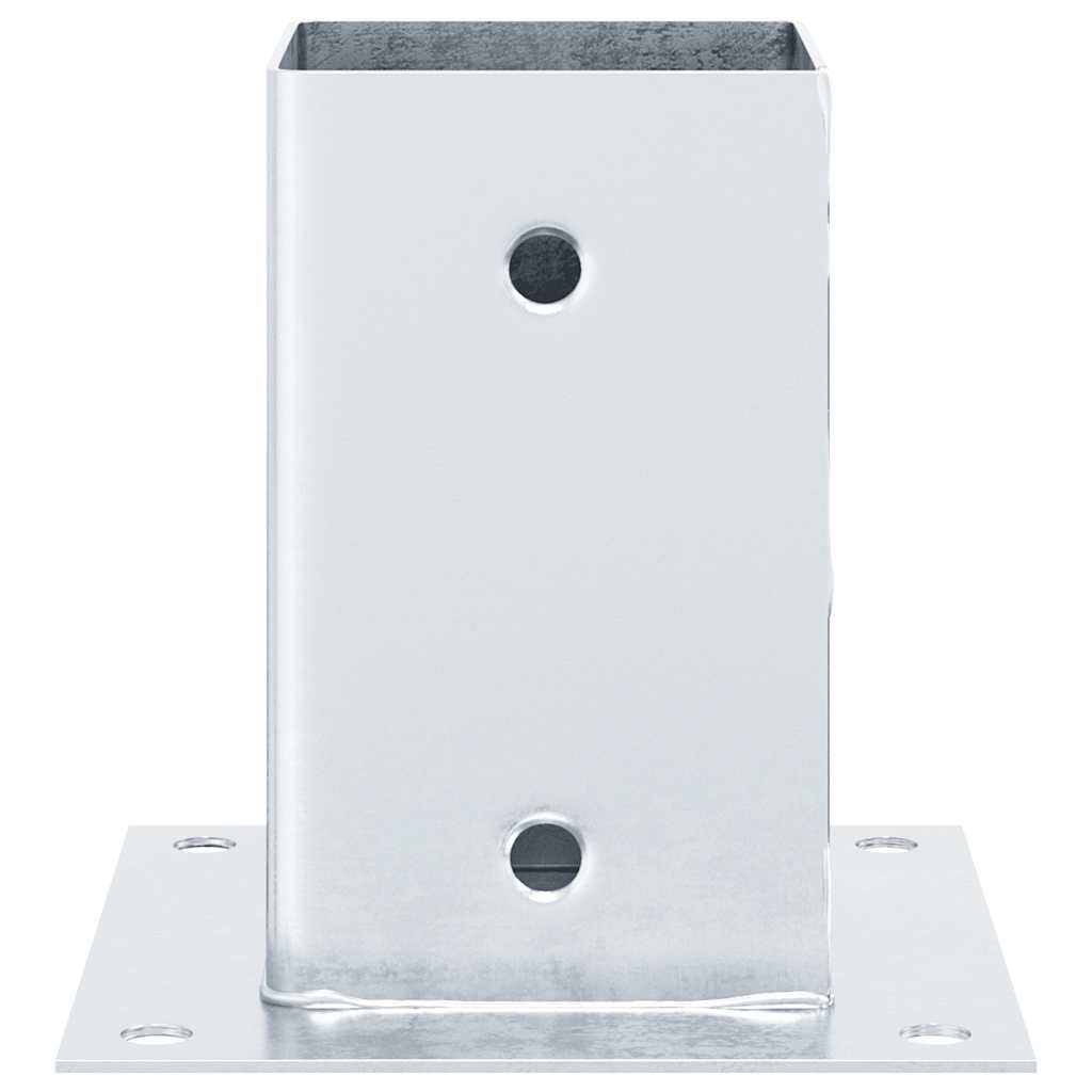 Basi per Pali Quadrate 4 pz Argento 81x81 mm in Acciaio Zincato | homemem39