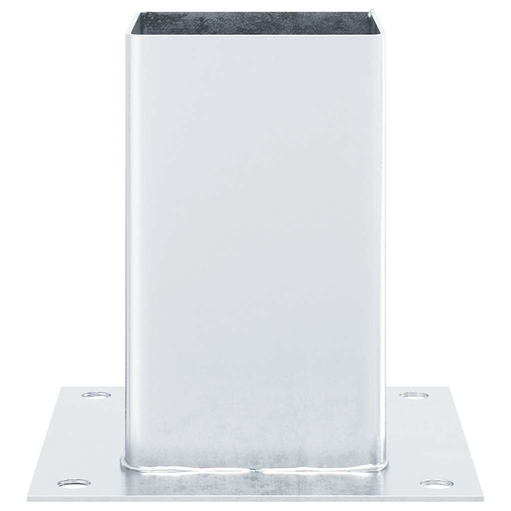Basi per Pali Quadrate 4 pz Argento 81x81 mm in Acciaio Zincato | homemem39