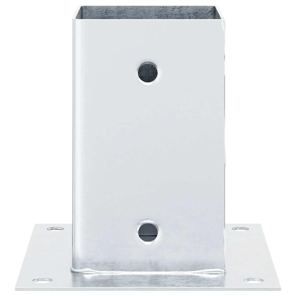Basi per Pali Quadrate 12 pz Argento 81x81 mm Acciaio Zincato