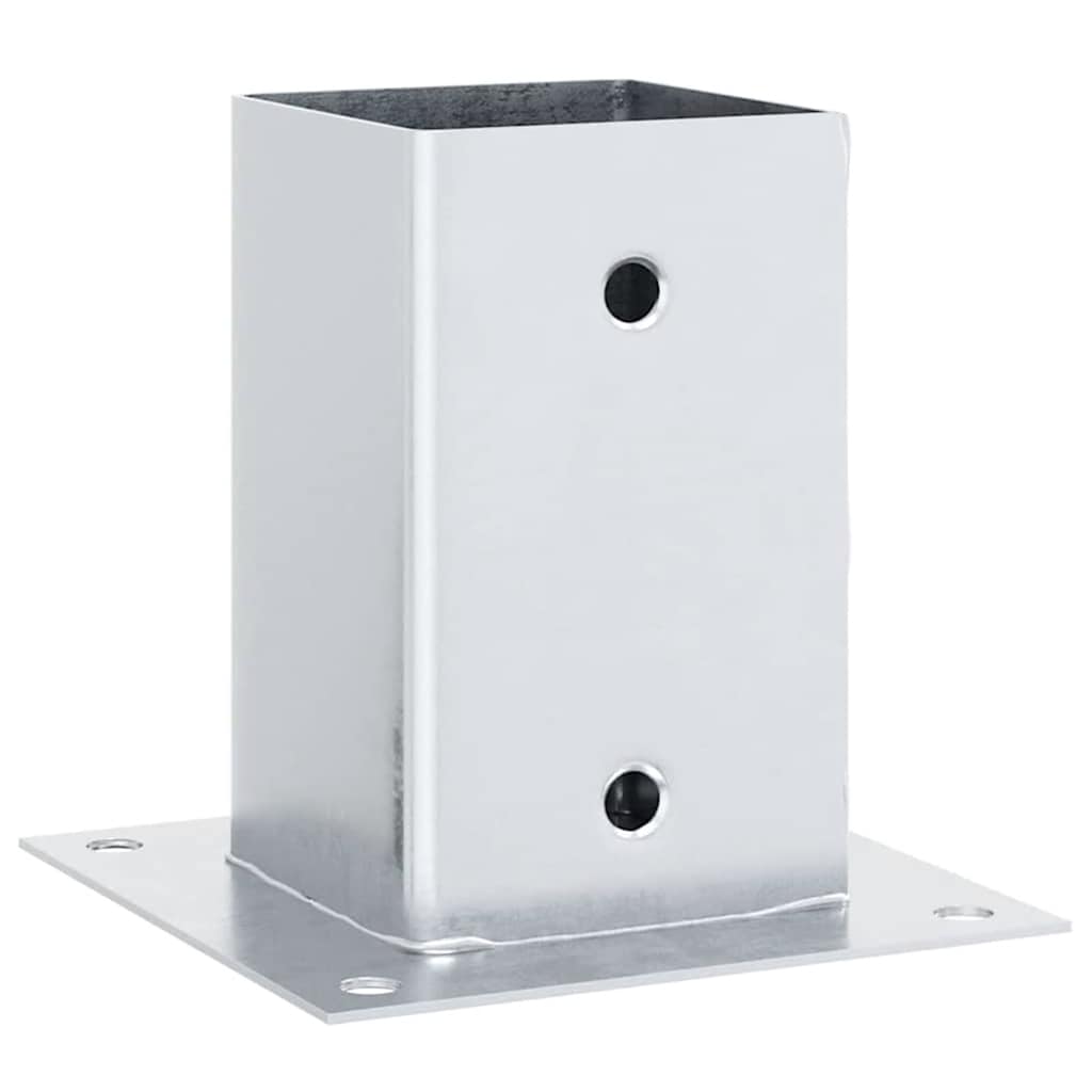 Basi per Pali Quadrate 4 pz Argento 91x91 mm in Acciaio Zincato | homemem39