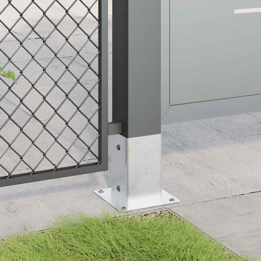 Basi per Pali Quadrate 4 pz Argento 91x91 mm in Acciaio Zincato