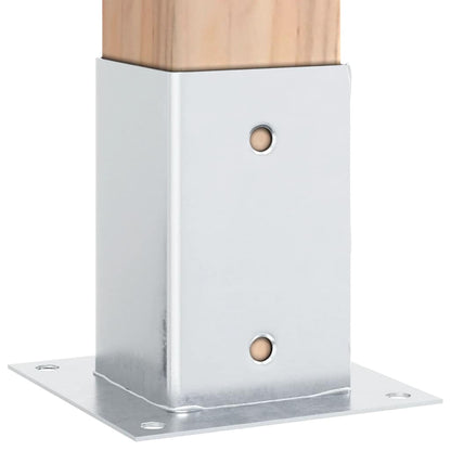 Basi per Pali Quadrate 4 pz Argento 91x91 mm in Acciaio Zincato | homemem39