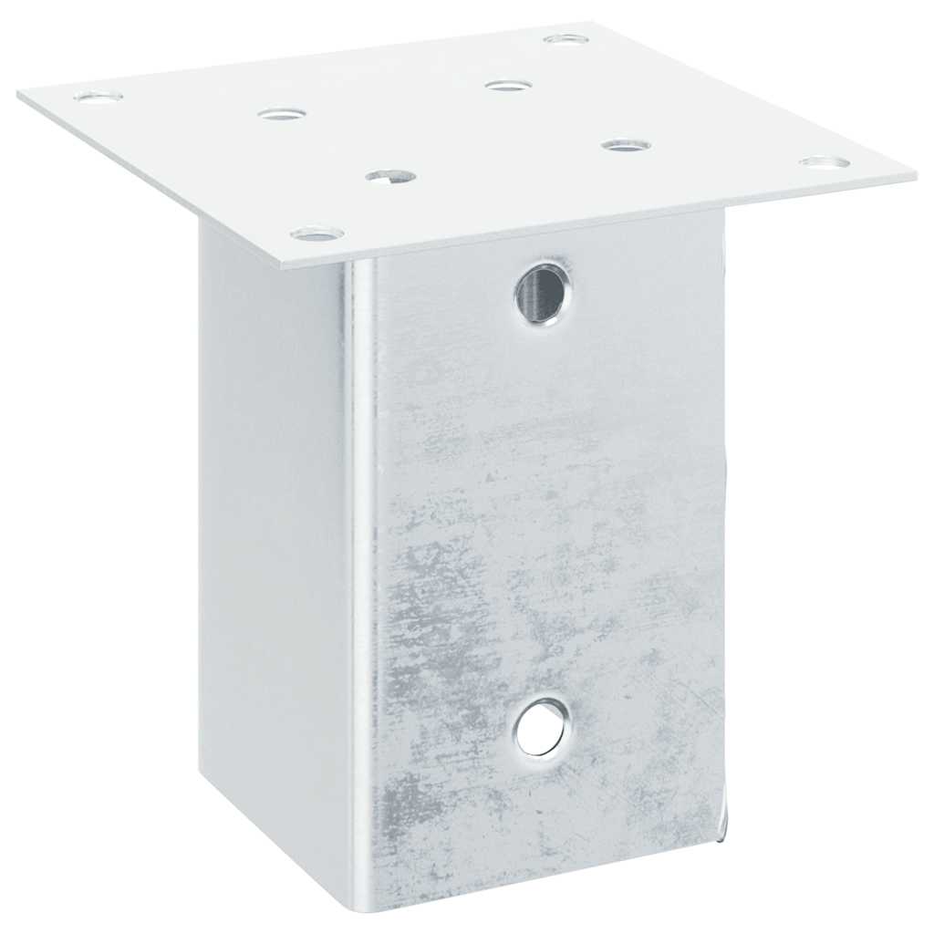 Basi per Pali Quadrate 4 pz Argento 91x91 mm in Acciaio Zincato | homemem39