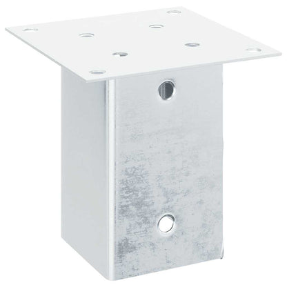 Basi per Pali Quadrate 4 pz Argento 91x91 mm in Acciaio Zincato | homemem39