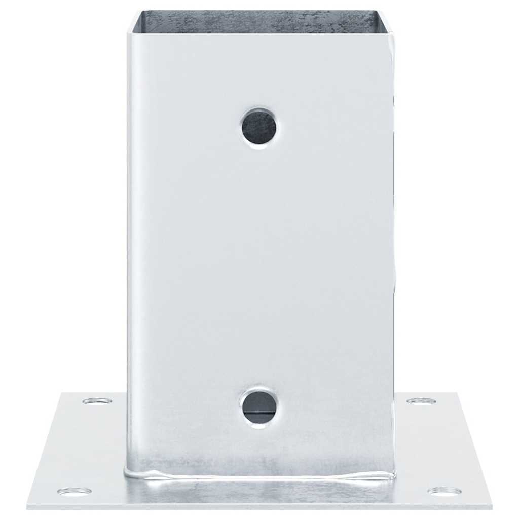 Basi per Pali Quadrate 4 pz Argento 91x91 mm in Acciaio Zincato | homemem39