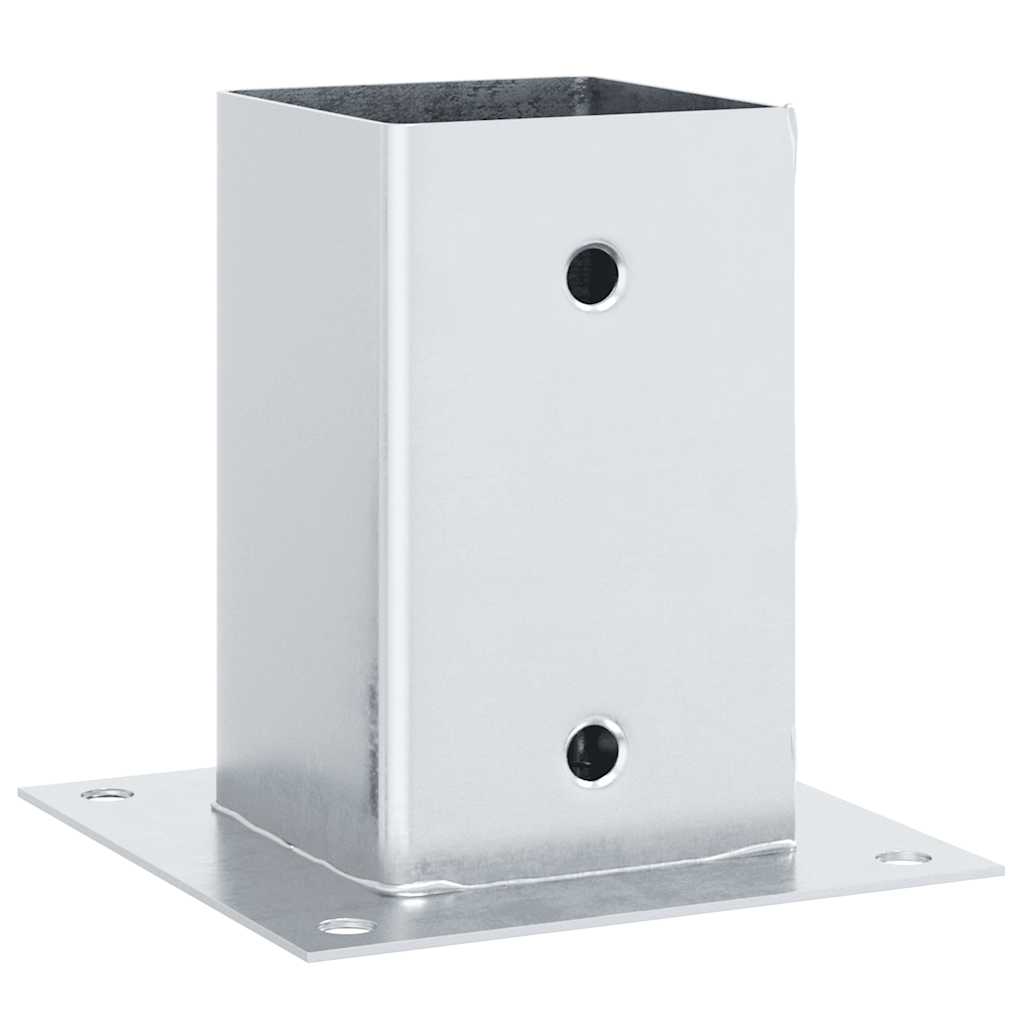 Basi per Pali Quadrate 12 pz Argento 91x91 mm Acciaio Zincato | homemem39
