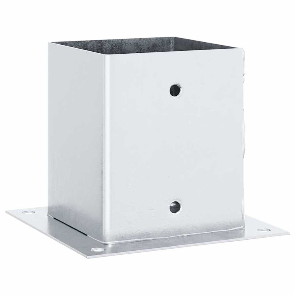 Basi per Pali Quadrate 4 pz Argento 101x101 mm Acciaio Zincato