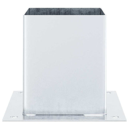 Basi per Pali Quadrate 4 pz Argento 101x101 mm Acciaio Zincato | homemem39