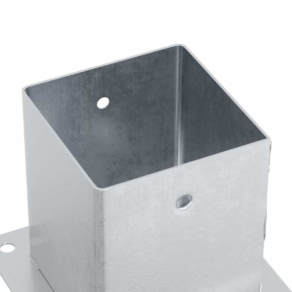 Basi per Pali Quadrate 4 pz Argento 101x101 mm Acciaio Zincato | homemem39