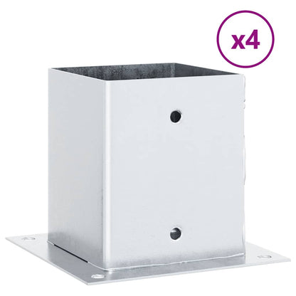 Basi per Pali Quadrate 4 pz Argento 121x121 mm Acciaio Zincato | homemem39
