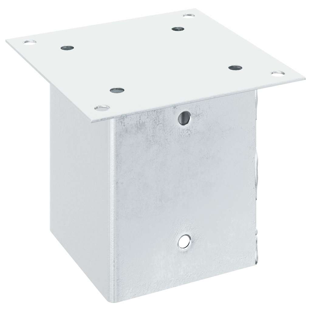 Basi per Pali Quadrate 4 pz Argento 121x121 mm Acciaio Zincato | homemem39