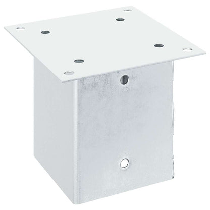Basi per Pali Quadrate 4 pz Argento 121x121 mm Acciaio Zincato