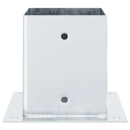 Basi per Pali Quadrate 4 pz Argento 121x121 mm Acciaio Zincato | homemem39