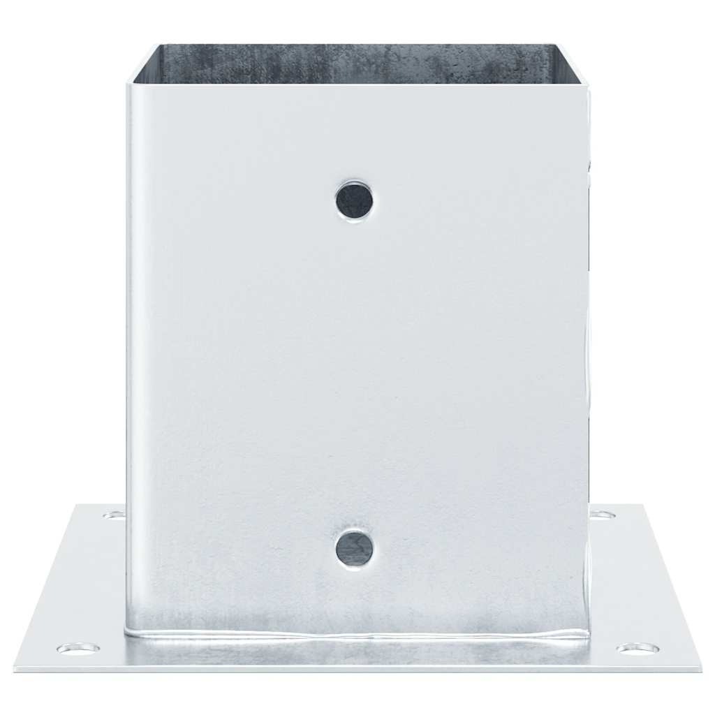 Basi per Pali Quadrate 4 pz Argento 121x121 mm Acciaio Zincato