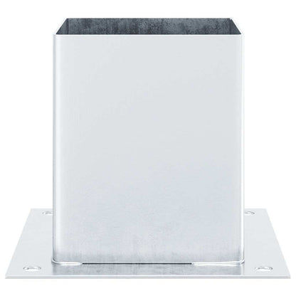 Basi per Pali Quadrate 4 pz Argento 121x121 mm Acciaio Zincato