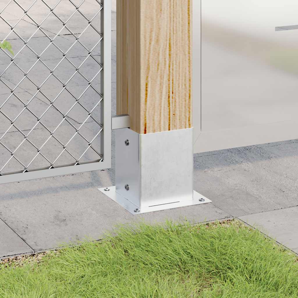 Basi per Pali Quadrate 12 pz Argento 121x121 mm Acciaio Zincato | homemem39