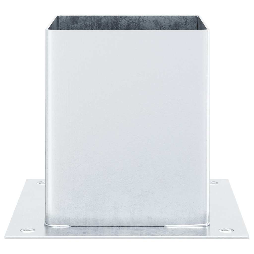 Basi per Pali Quadrate 12 pz Argento 121x121 mm Acciaio Zincato | homemem39