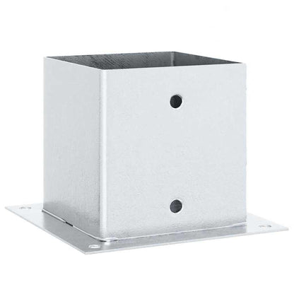 Basi per Pali Quadrate 4 pz Argento 141x141 mm Acciaio Zincato | homemem39