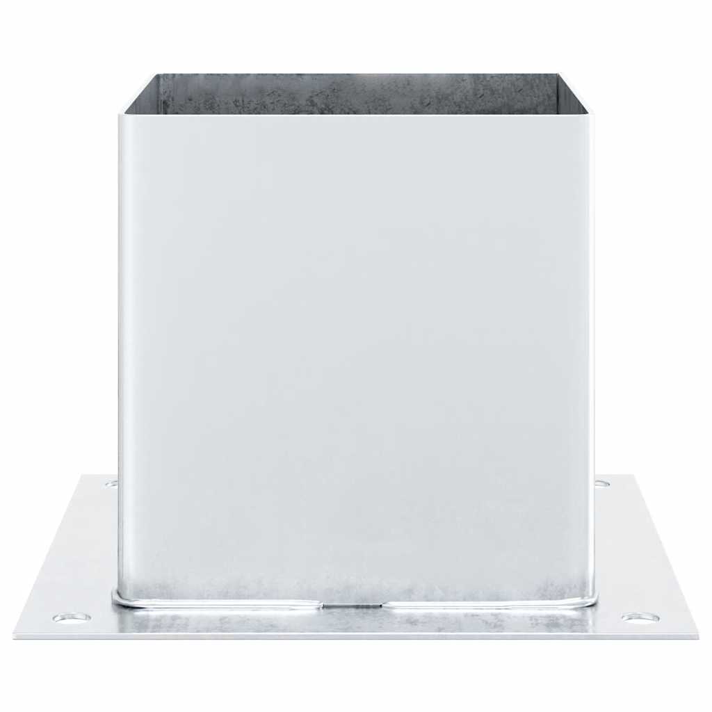 Basi per Pali Quadrate 4 pz Argento 141x141 mm Acciaio Zincato | homemem39