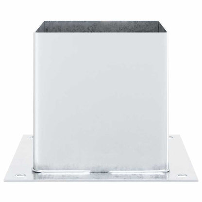 Basi per Pali Quadrate 4 pz Argento 141x141 mm Acciaio Zincato