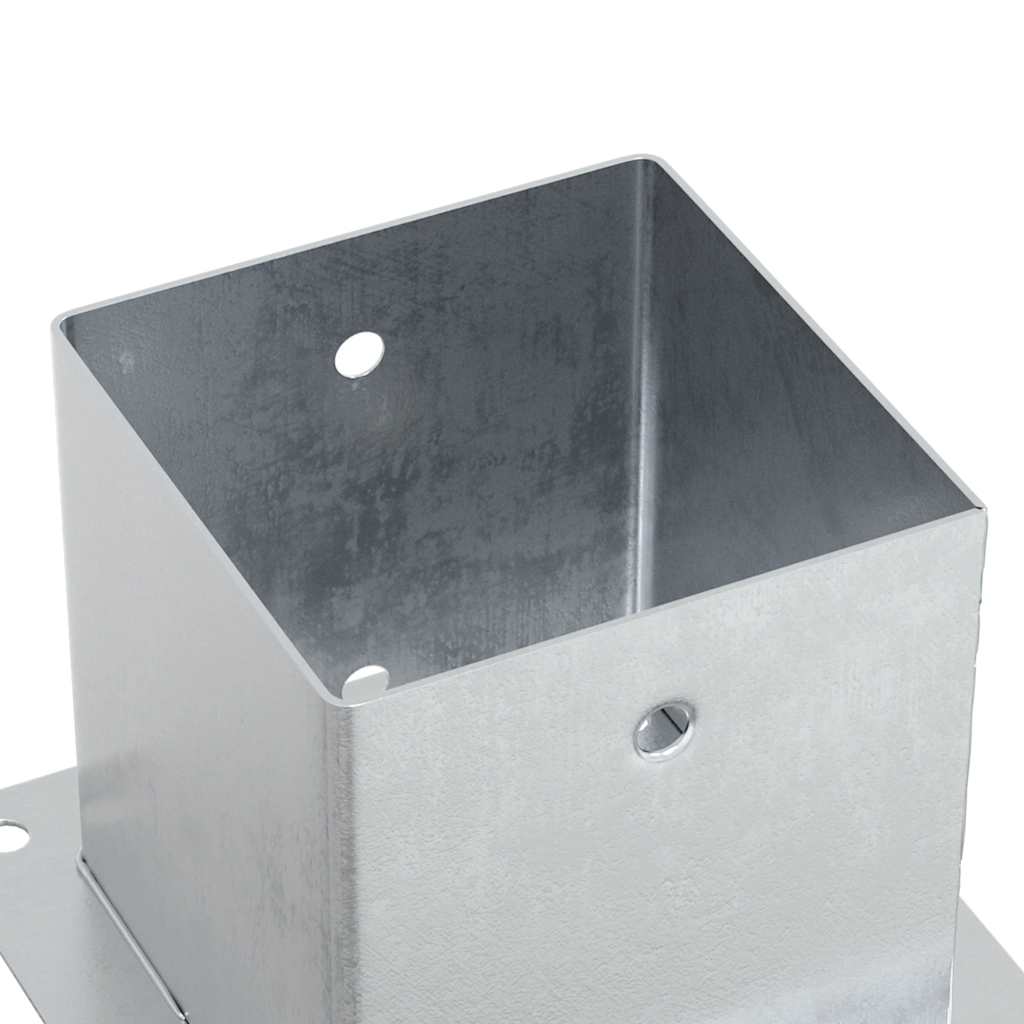 Basi per Pali Quadrate 4 pz Argento 141x141 mm Acciaio Zincato | homemem39