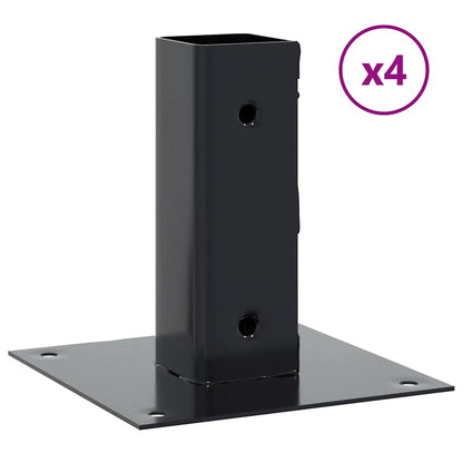 Basi per Pali Quadrati 4 pz 46x46 mm Acciaio Verniciato Polvere | homemem39