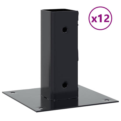 Basi per Pali Quadrati 12 pz 46x46mm Acciaio Verniciato Polvere