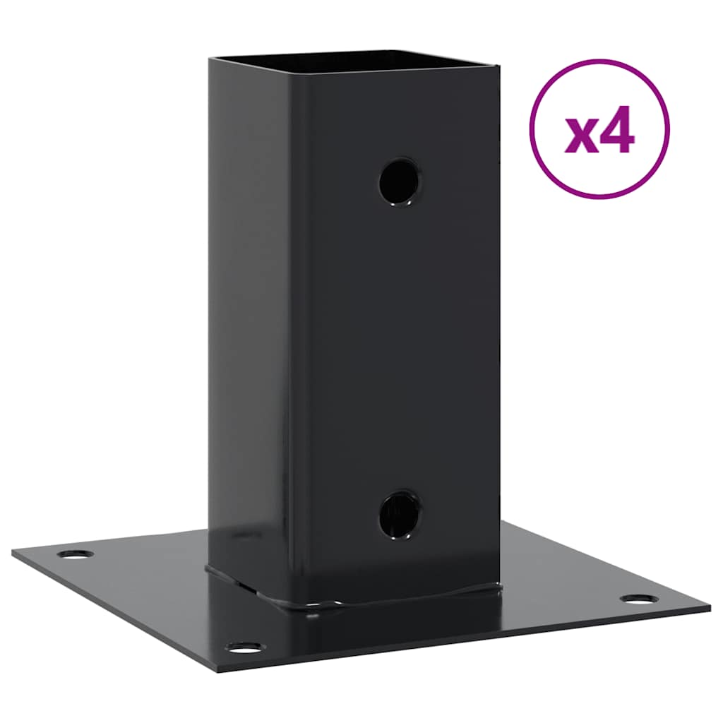 Basi per Pali Quadrati 4 pz 71x71 mm Acciaio Verniciato Polvere | homemem39