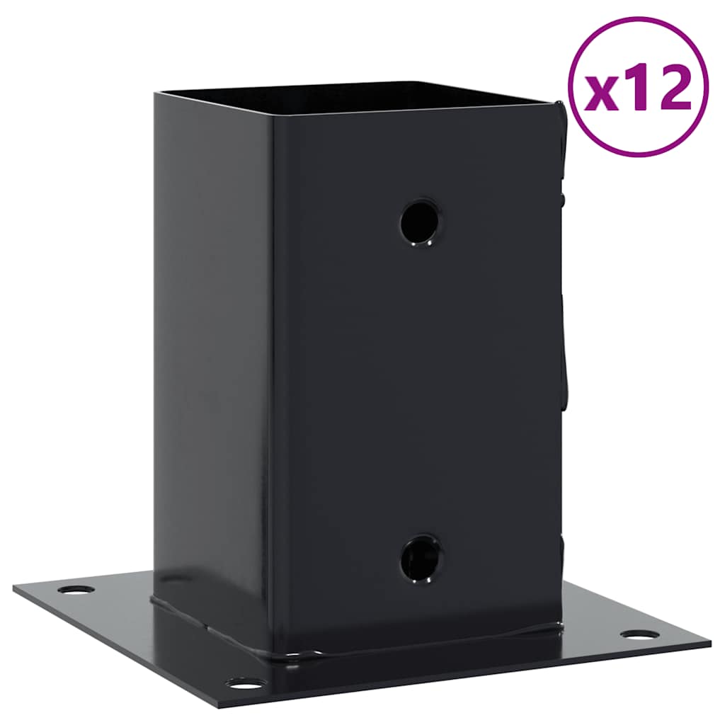 Basi per Pali Quadrati 12 pz 81x81mm Acciaio Verniciato Polvere | homemem39